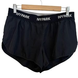 Ivy Park Elastic Waist Logo Black Running Short Size L Mesh Lined Lightweight